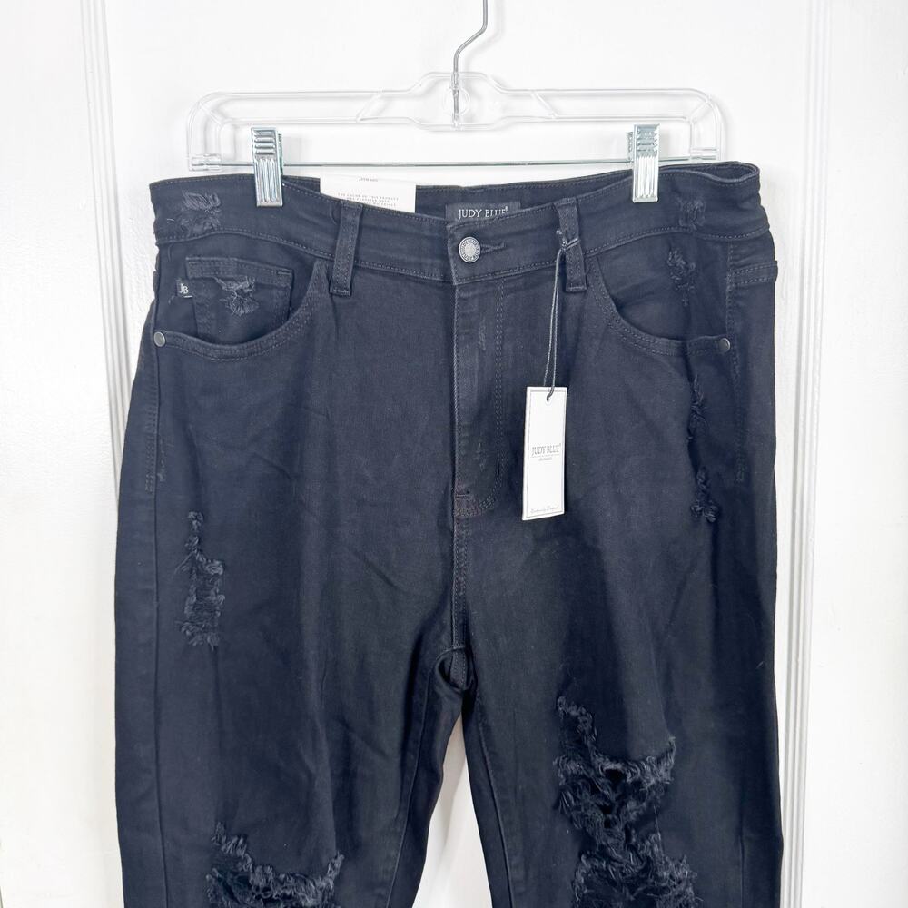 Judy Blue Distressed Boyfriend Fit Black Denim Jeans High Waisted NEW Size 13/31 - Picture 2 of 16